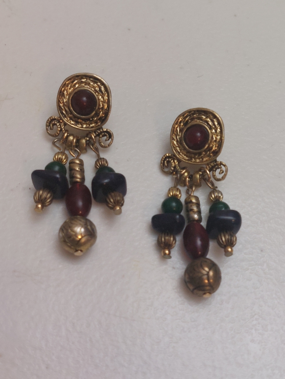 Modern Mogul Style Beaded Dangles Pierce Earrings